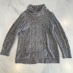 LL Bean Heather Gray Cowl Neck Sweater
